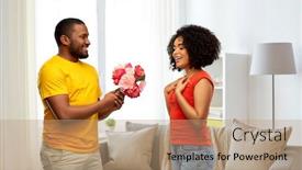  Presentation with african people - Presentation theme featuring holiday-greeting-and-people-concept background and a coral colored foreground