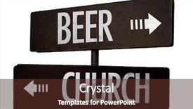  Presentation with beer - Colorful slide deck enhanced with holiday hours sign - beer - church signpost isolated backdrop and a tawny brown colored foreground