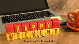  Presentation with weekend - Audience pleasing slide deck consisting of holiday hours sign - happy weekend written backdrop and a gold colored foreground