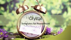  Presentation with grass - PPT theme consisting of holiday hours sign - summertime old clock on grass background and a soft green colored foreground