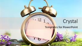  Presentation with old clock time antique - Beautiful presentation theme featuring colorful wooden numbers on a old wooden background backdrop and a light gray colored foreground