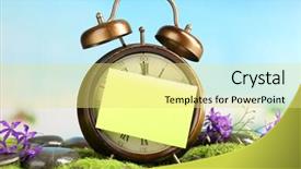  Presentation with moss - PPT theme featuring holiday hours sign - summertime old clock on moss background and a  colored foreground