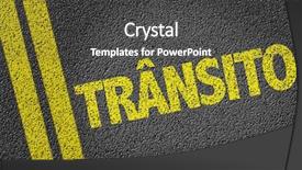  Presentation with traffic road - Audience pleasing presentation theme consisting of holiday hours sign - traffic in portuguese written backdrop and a dark gray colored foreground