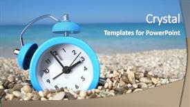  Presentation with summer time - Colorful slide deck enhanced with holiday hours sign - vacation clock summer time backdrop and a teal colored foreground