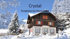  Presentation with skiing - Beautiful PPT theme featuring holiday house - braunwald famous swiss skiing resort backdrop and a light blue colored foreground