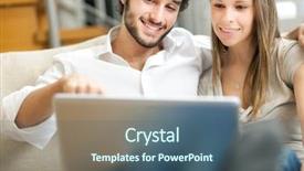  Presentation with happy birthday 70 - Slide deck enhanced with holiday house - happy couple using a laptop background and a ocean colored foreground