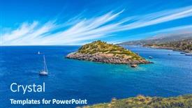  Presentation with greece blue - Theme with holiday-in-greece-island background and a ocean colored foreground