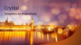  Presentation with red christmas holiday illustration - PPT theme having holiday in london - christmas lights background and a  colored foreground