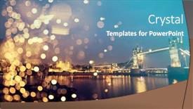  Presentation with london - PPT layouts consisting of holiday in london - christmas background with the london bridge under snowy sky background and a teal colored foreground
