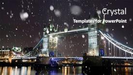  Presentation with london - PPT layouts featuring holiday in london - christmas background with the london bridge under snowy sky background and a dark gray colored foreground