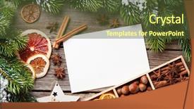  Presentation with christmas food - Slide deck consisting of food decor and greeting card background and a tawny brown colored foreground