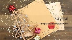  Presentation with vintage christmas - PPT theme enhanced with vintage paper and christmas background and a coral colored foreground
