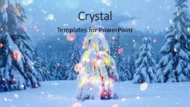  Presentation with winter landscape winter tree - Cool new presentation theme with holiday landscape with christmas tree backdrop and a light blue colored foreground