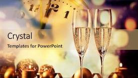  Presentation with champagne - Slide deck having holiday lights - new year background and a coral colored foreground