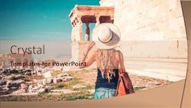  Presentation with holiday - PPT theme featuring holiday-maker-with-hat and a coral colored foreground