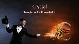  Presentation with cylinder - Presentation theme enhanced with holiday magic money - man magician with cylinder hat background and a  colored foreground
