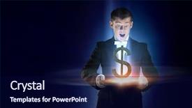  Presentation with cylinder - PPT layouts featuring holiday magic money - man magician with cylinder hat background and a  colored foreground