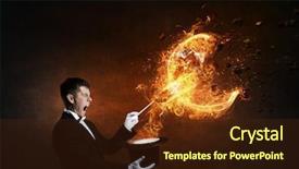  Presentation with cylinder - PPT theme with holiday magic money - man magician with cylinder hat background and a wine colored foreground