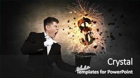  Presentation with cylinder - Beautiful slide deck featuring holiday magic money - man magician with cylinder hat backdrop and a  colored foreground