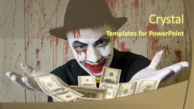  Presentation with evil - Presentation theme having holiday magic money - scary evil clown throwing dollar background and a  colored foreground