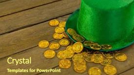  Presentation with hat - Cool new PPT layouts with holiday magic money - st patricks day leprechaun hat backdrop and a tawny brown colored foreground