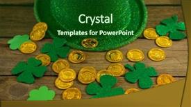  Presentation with hat - PPT theme having holiday magic money - st patricks day leprechaun hat background and a forest green colored foreground