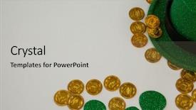  Presentation with white gold - Colorful slide deck enhanced with holiday magic money - st patricks day leprechaun hat backdrop and a  colored foreground