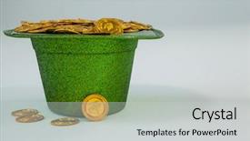  Presentation with white gold - PPT theme consisting of holiday magic money - st patricks day leprechaun hat background and a  colored foreground