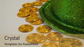  Presentation with white gold - PPT layouts enhanced with holiday magic money - st patricks day leprechaun hat background and a  colored foreground