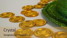  Presentation with white gold - Slide deck consisting of holiday magic money - st patricks day leprechaun hat background and a  colored foreground