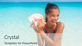  Presentation with holiday destination - Slides consisting of holiday on beach holding seashell background and a sky blue colored foreground