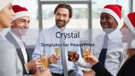  Presentation with new office - PPT theme having holiday party - colleagues celebrating new year background and a light blue colored foreground