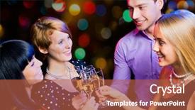  Presentation with merry christmas - PPT layouts having holiday party - portrait of happy friends wishing background and a red colored foreground