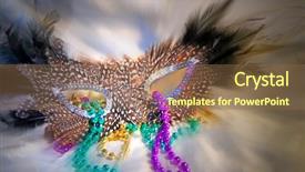  Presentation with mardi gras - Presentation theme featuring party invitation - mardi gras mask and beads background and a tawny brown colored foreground