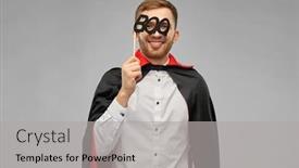  Presentation with vampire - Beautiful slide deck featuring holiday-photo-booth-and-people backdrop and a light gray colored foreground