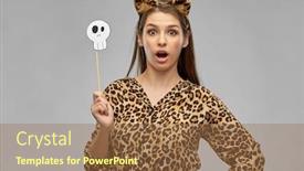  Presentation with holiday - Slide set featuring holiday-photo-booth-and-people background and a coral colored foreground