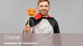  Presentation with vampire - PPT theme having holiday-photo-booth-and-people background and a gray colored foreground
