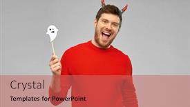  Presentation with happy holiday - Presentation design featuring holiday-photo-booth-and-people background and a red colored foreground