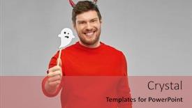  Presentation with happy holiday - PPT layouts featuring holiday-photo-booth-and-people background and a red colored foreground