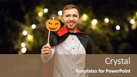  Presentation with vampire - Audience pleasing PPT layouts consisting of holiday-photo-booth-and-people backdrop and a coral colored foreground