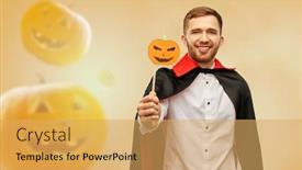  Presentation with vampire - Amazing PPT theme having holiday-photo-booth-and-people backdrop and a yellow colored foreground