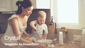  Presentation with mothers day - Slide set enhanced with holiday pie in the kitchen background and a coral colored foreground