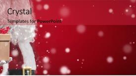  Presentation with santa claus holding scroll paper - Slide deck featuring holiday presents - santa claus holding gift boxes background and a  colored foreground