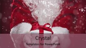  Presentation with boxes - Slides having holiday presents - santa claus holding gift boxes background and a  colored foreground