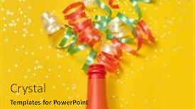  Presentation with bottle red wine - Slides featuring holiday-red-painted-wine-bottle background and a gold colored foreground