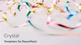  Presentation with holiday - PPT theme with holiday-ribbons-on-the-white background and a light gray colored foreground