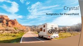  Presentation with motor - Presentation theme having holiday-road-trip-in-motor background and a light blue colored foreground