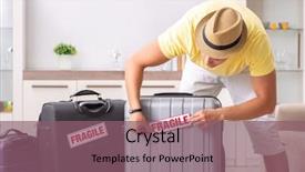  Presentation with vacation - Slides having holiday safety - man going on vacation background and a violet colored foreground