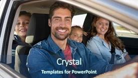  Presentation with portrait happy family smiling - Slide set with holiday safety - smiling young family with two background and a ocean colored foreground