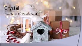  Presentation with bird - Audience pleasing theme consisting of holiday season - beautiful christmas composition with small backdrop and a lemonade colored foreground